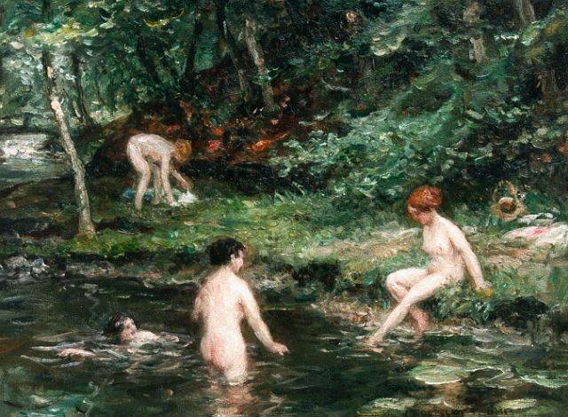 Zoetelief Tromp J.  | Women bathing, Öl auf Leinwand 40,9 x 50,2 cm, signed l.r.