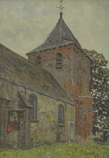 Jan Adam Zandleven | The church of Kootwijk, Öl auf Leinwand, 61,2 x 43,8 cm, signed l.r. und painted 1920