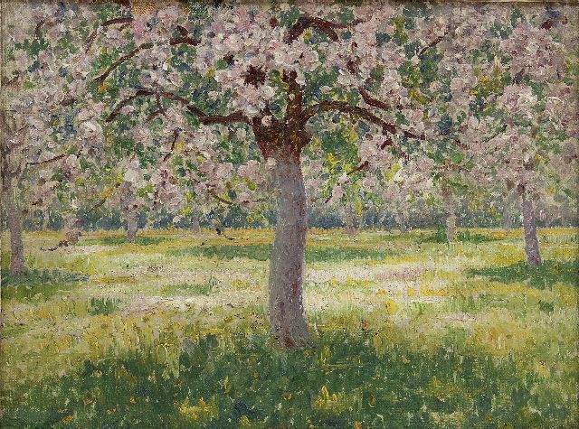 Lefebvre A.  | Bäume in voller Blüte, Öl auf Leinwand  auf Holzfaser 25,9 x 34,0 cm, Unterzeichnet r.u. und datiert 1915