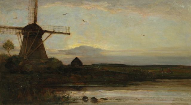 Piet Mondriaan | The river Gein with the Oostzijdse Molen by sunset, Öl auf Leinwand, 75,2 x 132,4 cm, signed l.r. und painted circa 1907