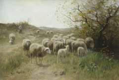 Meulen F.P. ter - Hirt mit Schafsherde, Öl auf Leinen 63,9 x 94,6 cm, signiert l.u.