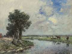 Jongkind J.B. - Am Fluss, Öl auf Leinen 24,6 x 32,5 cm, signiert r.u.und datiert 1868