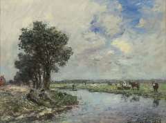 Jongkind J.B. - Am Fluss, Öl auf Leinen 24,6 x 32,5 cm, signiert r.u.und datiert 1868