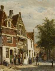 Springer C. - Leliestrasse in Hoorn, Öl auf Tafel 25 x 19,8 cm, signiert r.u.und datiert '88