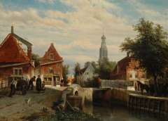 Springer C. - Sommer-Gesicht auf der Staaleversgracht in Enkhuizen, Öl auf Tafel 36,2 x 50 cm, signiert u.l.und datiert 1866