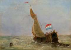 Beest A. van - Vergnügliche Fahrt mit einer ‚Boeier“ auf unruhiger See, Öl auf Tafel 14,8 x 20,7 cm, signiert u.l.