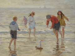 Viegers B.P. - Spaß am Strand, Öl auf Leinen 36,6 x 46,6 cm, signiert u.r.