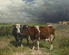 Haas J.H.L. de - Holländische Landschaft mit Vieh, Öl auf Leinen 79,8 x 100 cm, signiert r.o.