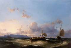 Koekkoek J.H.B. - Segelboote vor der Küste, Öl auf Leinen 30 x 43,7 cm, signiert u.l.und datiert '61