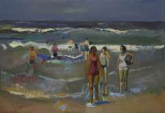 Kuijten H.J. - Strand mit Badenden, Öl auf Leinen 44,4 x 64,8 cm, signiert l.u.