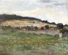 Mondriaan P.C. - Landschaft bei Montmorency, Öl auf Leinen 46,3 x 55,2 cm, signiert l.u.und verso datiert 8 aug. '30