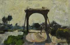 Vreedenburgh C. - Zugbrücke in Noorden, Öl auf Holzfaserplatte 16 x 24,7 cm, signiert u.r.und zu datieren um 1902-1906