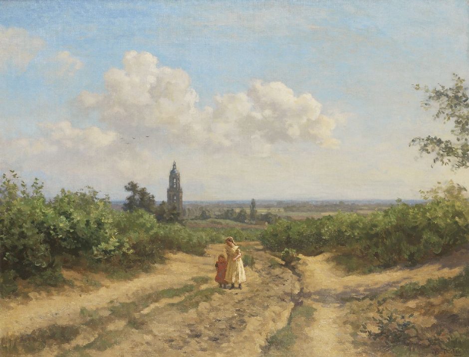 Willem Bastiaan Tholen - Landscape near Rhenen, Öl auf Leinwand 70,5 x 90,4 cm , Unterzeichnet u.r.und zu datieren ca. 1917-1918