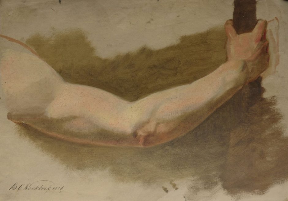 Barend Cornelis Koekkoek - An academy study of a man’s arm, Öl auf Papier 30,8 x 43,8 cm , Unterzeichnet l.u.und datiert 1824