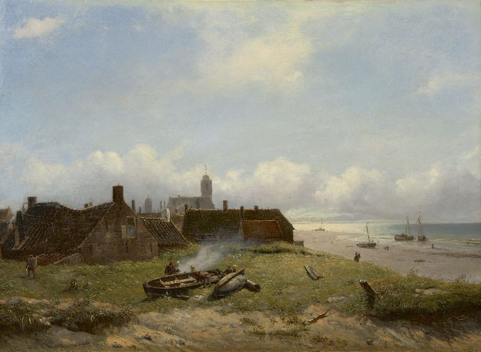 Willem van Deventer - A view on Katwijk, Öl auf Holz 37,3 x 51 cm , Unterzeichnet 25391und datiert 1868
