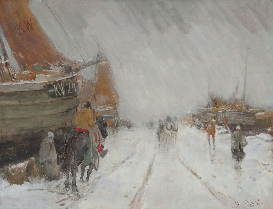 Henri Stacquet - The KW 24 in the snow, Gouache auf Papier 50 x 60 cm , Unterzeichnet u.r.