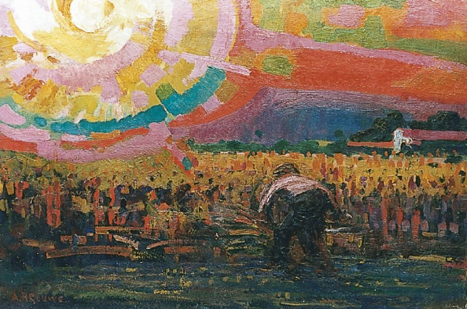 Herman Gouwe - The mower, Öl auf Leinwand 52,4 x 77,2 cm , Unterzeichnet u.l.