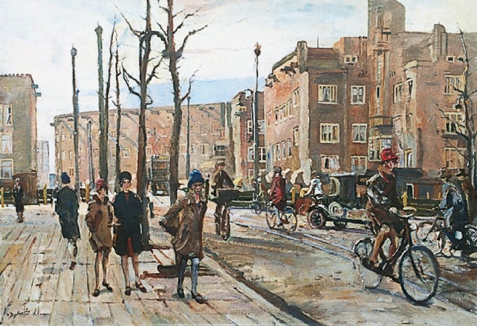 Erasmus Bernhard von Dülmen Krumpelmann - A view of the Postjesweg, Amsterdam-West, Öl auf Leinwand 65,4 x 95 cm , Unterzeichnet u.l.