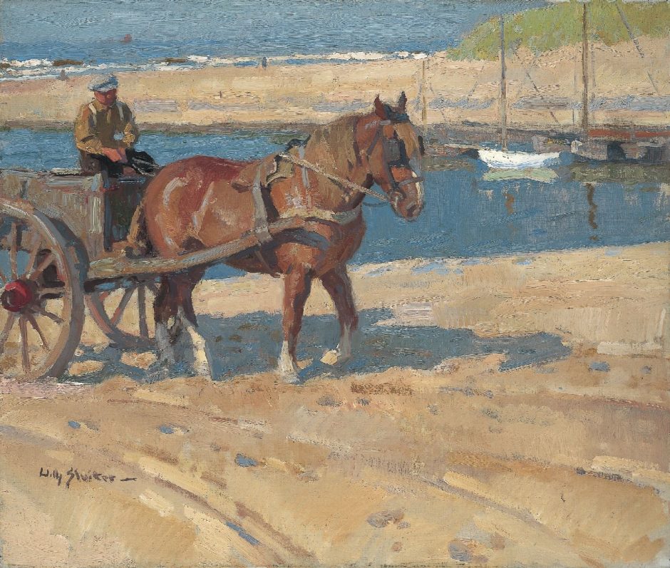 Willy Sluiter - Gathering shells, Katwijk aan Zee, Öl auf Leinwand 55,2 x 65 cm cm , Unterzeichnet u.l.