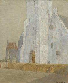 Windhorst J.C. - Die Andreaskirche, Katwijk aan Zee, Öl auf Leinen 50,6 x 41,5 cm, signiert r.u.