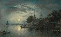Jongkind J.B. - Clair de Lune, Dordrecht, Öl auf Leinen 39 x 36,2 cm cm, signiert r.u.und datiert 1872