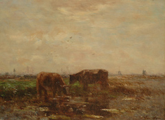 Maris W. - Weidenden Kühen, Öl auf Leinen 24.1 x 32.6 cm, signiert l.l.