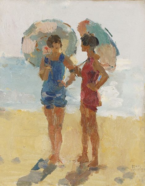 Isaac Israels - Am Strand, Viareggio, Öl auf Leinwand 50,4 x 40,5 cm, signed l.r.und painted between 1923-1934