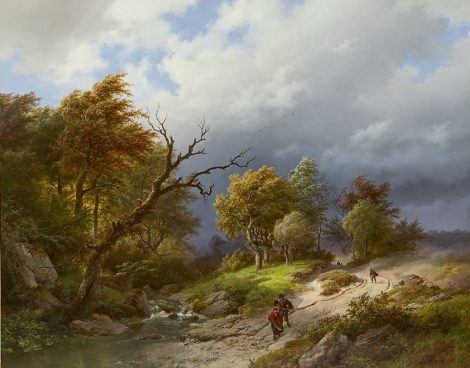 Barend Cornelis Koekkoek - Heraufziehendes Unwetter, Öl auf Holz 65,5 x 83,7 cm, Unterzeichnet u.r.und datiert 1843