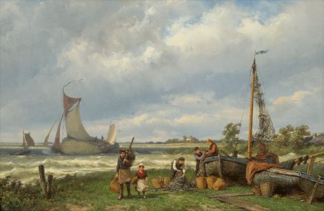 Jan H.B. Koekkoek - Beim Zuiderzee, Öl auf Leinwand 42,8 x 67,2 cm, Unterzeichnet im Versound datiert im Verso 1881