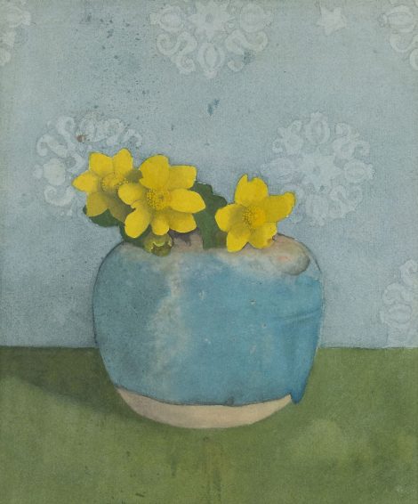 Jan Voerman sr. - Sumpfdotterblume in einem Topf, Aquarell auf Papier 25,0 x 20,5 cm, zu datieren in die 1990er Jahre