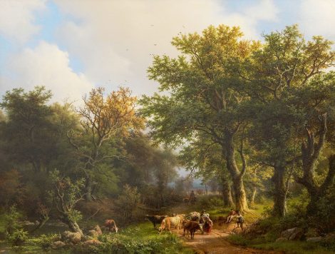 Barend Cornelis Koekkoek - Blick auf den Wald, Öl auf Holz 69,1 x 90,2 cm, Unterzeichnet r.u.und datiert 1853