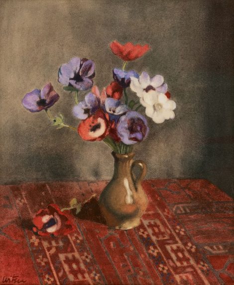 Willem Witsen - Anemonen in Steingutvase, Aquarell auf Papier 44,5 x 37,0 cm, Unterzeichnet u.l.und zu datieren um 1920