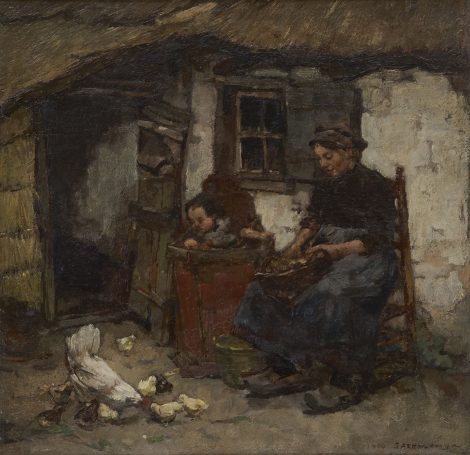 Johannes Evert Akkeringa - Sommernachmittag im Hof, Heeze, Öl auf Leinwand auf Holz 34,9 x 36,3 cm, Unterzeichnet u.r.und datiert 1904