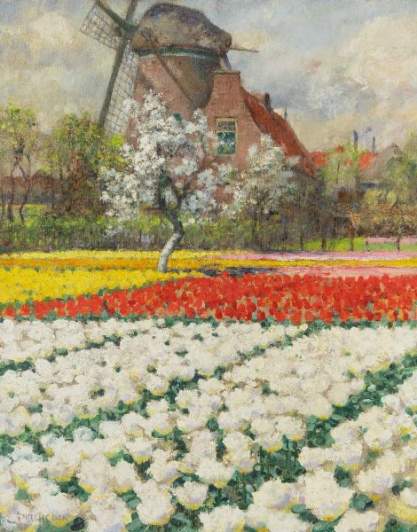 George Hitchcock - Double White Tulips, Egmond aan den Hoef, Öl auf Leinwand 55,7 x 43,8 cm, Unterzeichnet u.l.
