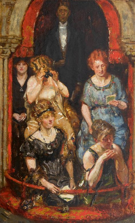 Martin Monnickendam - Hütte im Theater, Öl auf Leinwand 84,0 x 51,5 cm cm, Unterzeichnet o.l.und datiert 1922