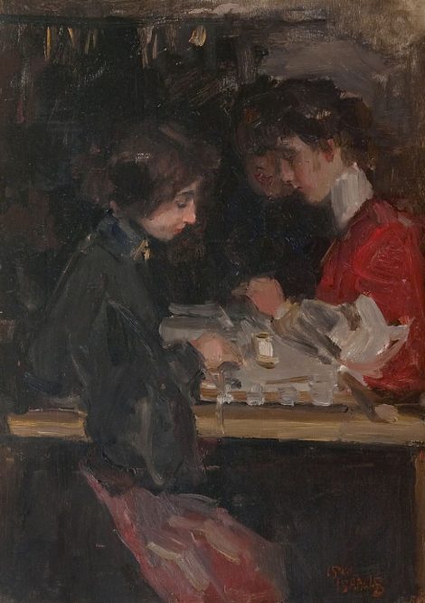 Isaac Israels - Die Nähwerkstatt, Öl auf Holz 46,0 x 33,0 cm, Unterzeichnet r.u.