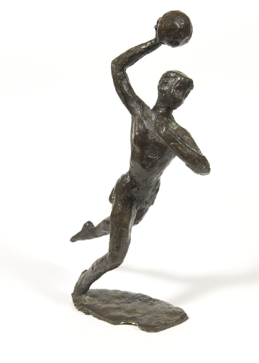 Frits Stapel - Handballspieler, Bronze 22,7 x 13,0 cm, Unterzeichnet mit Initialen auf Basis