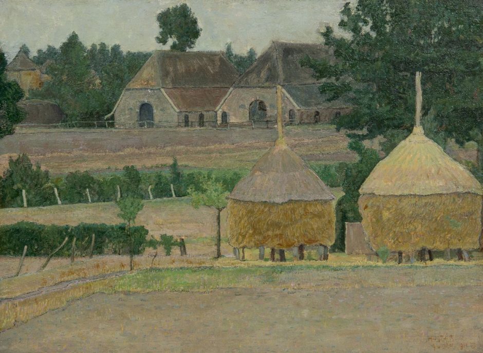 Vilmos Huszár - Bauernhof in Almen, Öl auf Leinwand auf Holz 38.1 x 50.9 cm, Unterzeichnet u.r.und datiert 1911 VIII